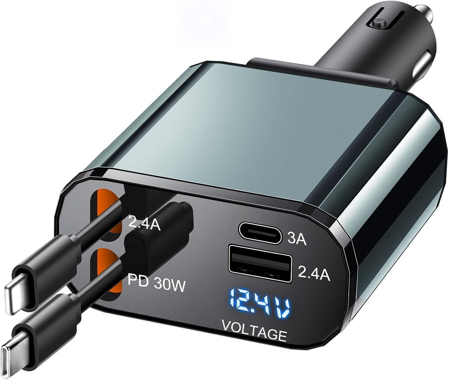 Elite Auto 4-in-1 Fast Car Charger | شاحن سيارة متعدد الوظائف