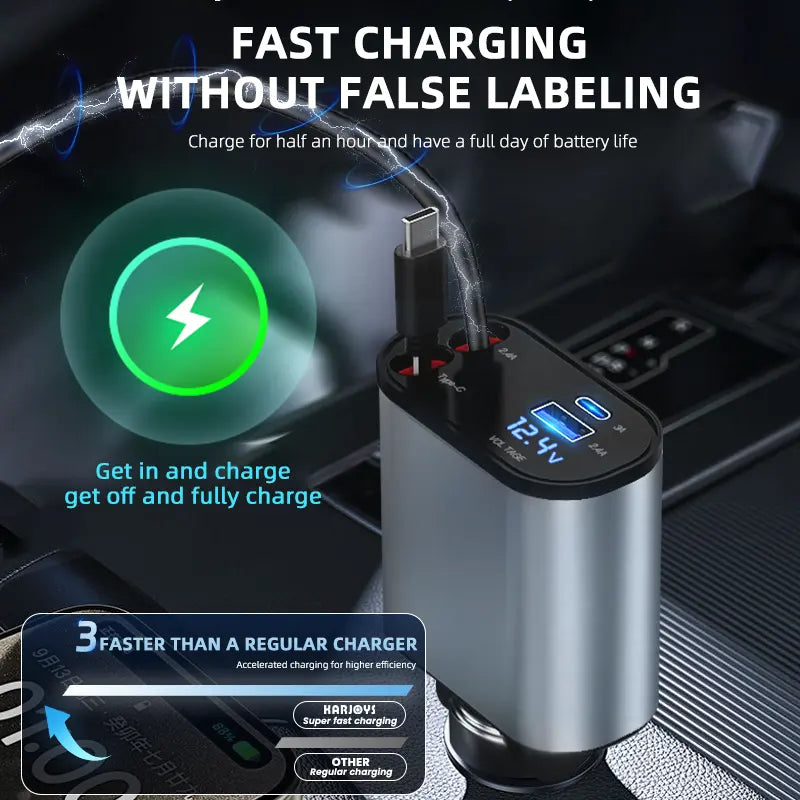 Elite Auto 4-in-1 Fast Car Charger | شاحن سيارة متعدد الوظائف